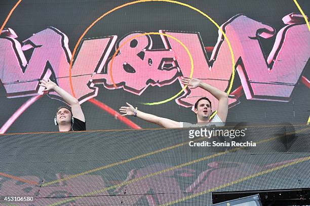 Willem Van Hanegem and Wardt Van Der Harst of W&W perform at 2014 Veld Music Festival at Downsview Park on August 2, 2014 in Toronto, Canada.
