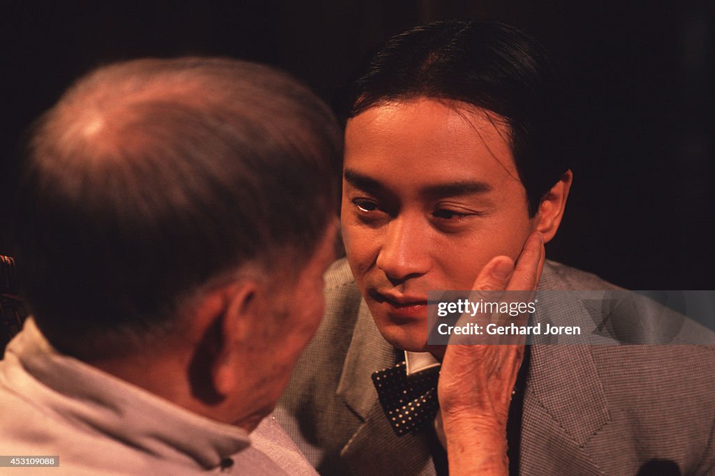 Hong Kong actor Leslie Cheung Kwok Wing with Chinese actor Xie Tian