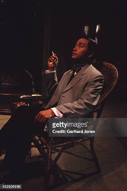 Hong Kong actor Leslie Cheung Kwok Wing during the filming of 'Temptress Moon' in Shanghai Film Studios.