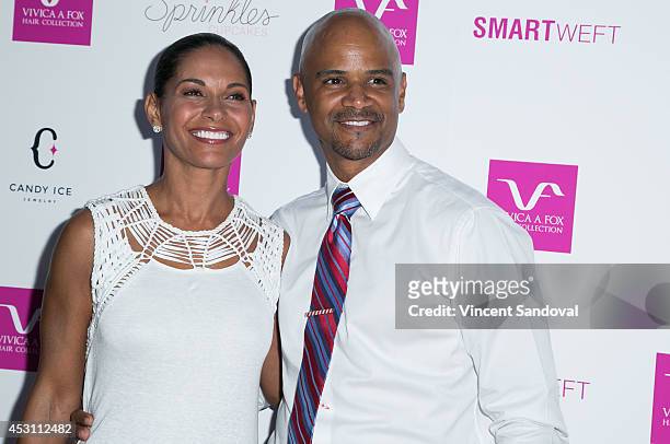 Actress Salli Richardson-Whitfield and husband actor Dondre Whitfield attend Vivica A. Fox's 50th birthday celebration at Philippe Chow on August 2,...