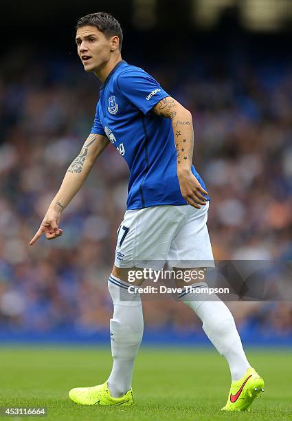 Muhamed Besic of Everton during the Pre-Season Friendly between Everton and Porto at Goodison Park on August 3, 2014 in Liverpool, England.