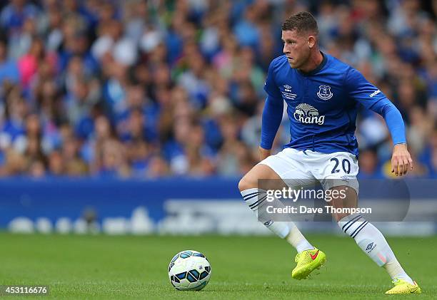 Ross Barkley of Everton during the Pre-Season Friendly between Everton and Porto at Goodison Park on August 3, 2014 in Liverpool, England.