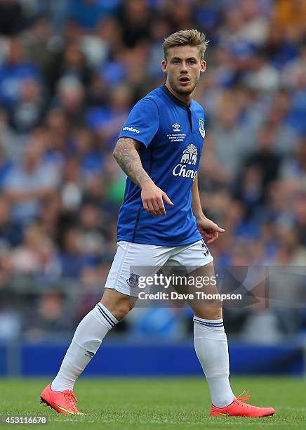 Conor McAleny of Everton during the Pre-Season Friendly between Everton and Porto at Goodison Park on August 3, 2014 in Liverpool, England.