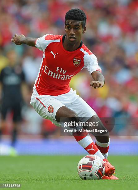 Gedion Zelalem of Arsenal in action during the Emirates Cup match between Arsenal and AS Monaco at the Emirates Stadium on August 3, 2014 in London,...