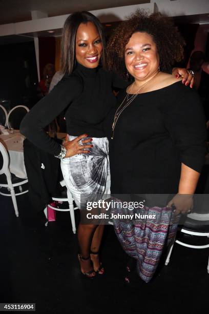 Actress Garcelle Beauvais and Tahiese "Tazz" Beckford attend the Vivica A. Fox 50th birthday celebration at Mr. Chow on August 2, 2014 in Los...