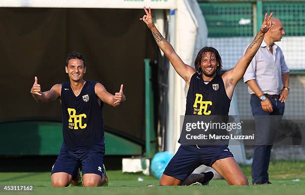 Felipe and Amauri of FC Parma gesture at the end of the FC Parma Training Session on August 3, 2014 in Avellino, Italy.