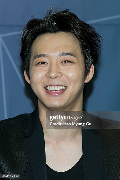 Park Yoo-Chun of South Korean boy band JYJ attends the 2014 JYJ 2nd Album "Just Us" show case at COEX Hall on August 3, 2014 in Seoul, South Korea.