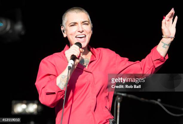 Sinead O'Connor performs on stage at Camp Bestival at Lulworth Castle on August 3, 2014 in Wareham, United Kingdom.