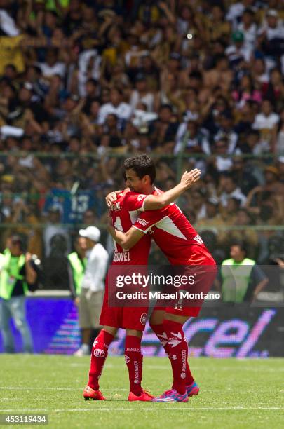 Pablo Velazquez of Toluca celebrates after scoring the second goal against Leon during a match between Toluca and Pumas as part of 4th round Apertura...