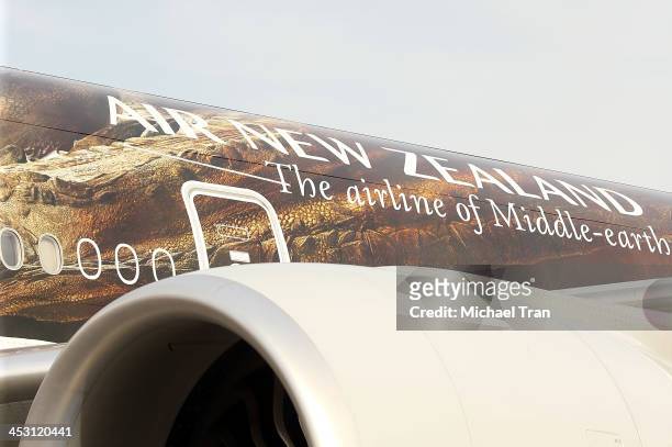 General view of the airplane on display at "The Hobbit: The Desolation of Smaug" - Air New Zealand livery held at LAX Flight Path Museum on December...