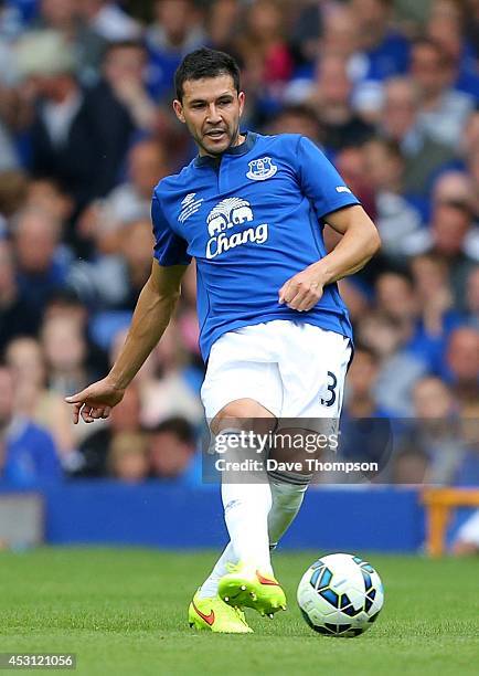 Antolin Alcaraz of Everton during the Pre-Season Friendly between Everton and Porto at Goodison Park on August 3, 2014 in Liverpool, England.