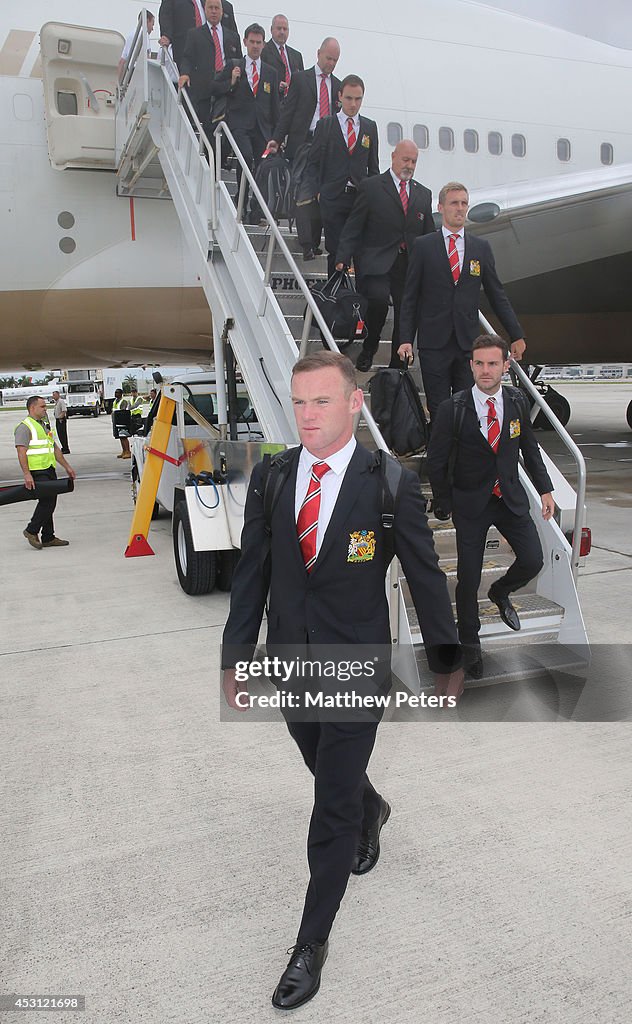 Manchester United FC Arrive In Miami During Pre-Season Tour of The USA
