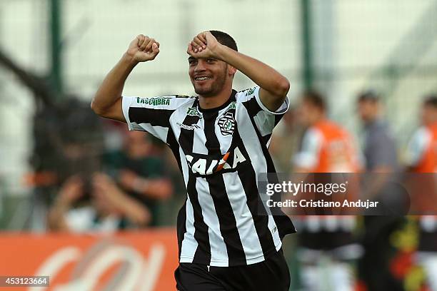 Clayton of Figueirense celebrate his goal, second of Figueirense in match, during a match between Figueirense and Sport as part of Campeonato...