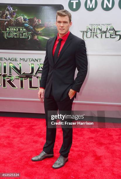 Actor Alan Ritchson attends Paramount Pictures' "Teenage Mutant Ninja Turtles" premiere at Regency Village Theatre on August 3, 2014 in Westwood,...