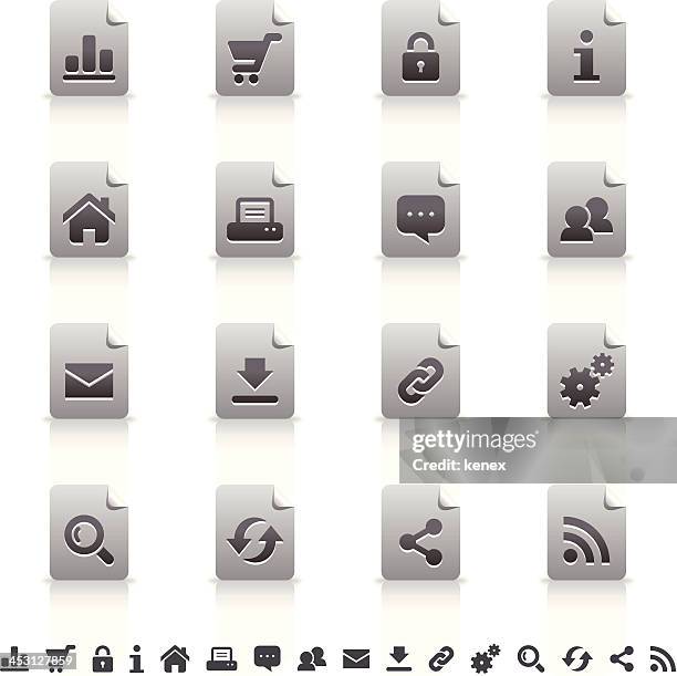 sticker icons set | web & internet - printer security stock illustrations