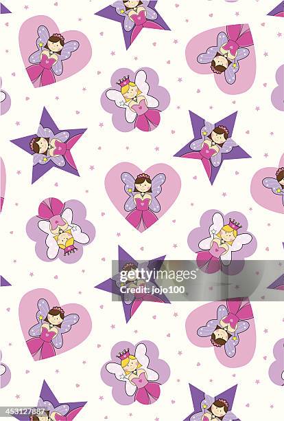 cute fairy princess characters pattern. - prom decorations stock illustrations