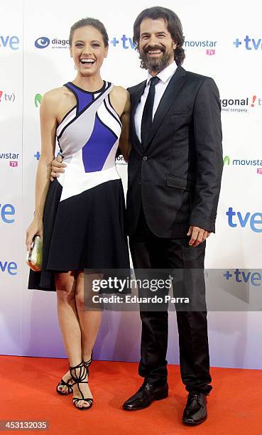 Rodolfo Sancho and Michelle Jenner attend 'Isabel' end of season 2 premiere photocall at Capitol theatre on December 2, 2013 in Madrid, Spain.