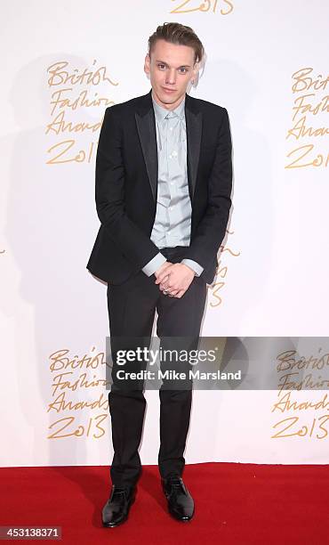 Jamie Campbell Bower poses in the winners room at the British Fashion Awards 2013 at London Coliseum on December 2, 2013 in London, England.