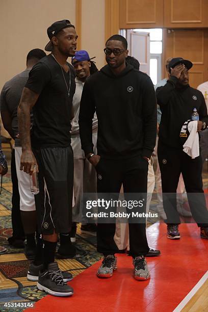 Udonis Haslem and Dwyane Wade at Dwyane Wade's Fourth Annual Fantasy Basketball Camp at Westin Diplomat on August 3, 2014 in Hollywood, Florida.