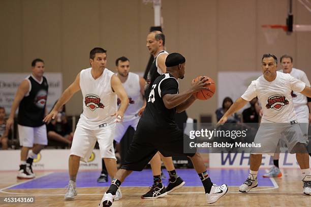 Jamie Foxx in game action at Dwyane Wade's Fourth Annual Fantasy Basketball Camp at Westin Diplomat on August 3, 2014 in Hollywood, Florida.