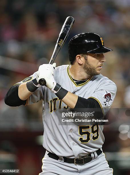 Brent Morel of the Pittsburgh Pirates bats against the Arizona Diamondbacks during the MLB game at Chase Field on August 2, 2014 in Phoenix, Arizona....