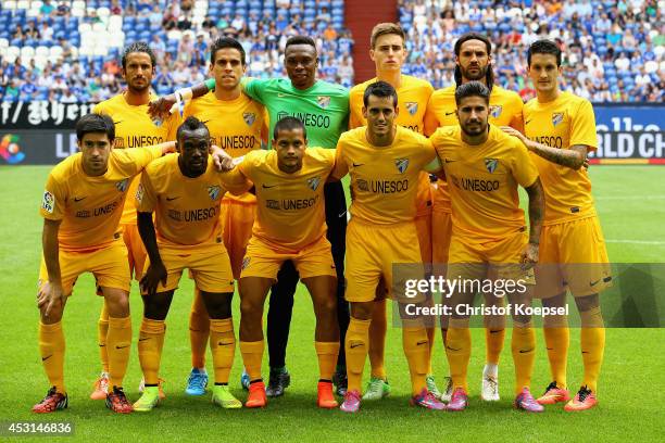 The team of Malaga poses prior to the match between FC Malaga and West Ham United as part of the Schalke 04 Cup Day at Veltins-Arena on August 3,...