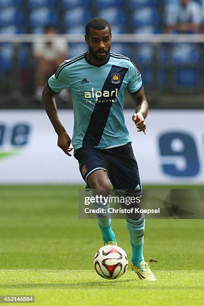 Ricardo Vaz Te of West Ham United runs with the ball during the match between FC Malaga and West Ham United as part of the Schalke 04 Cup Day at...