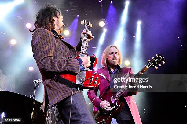 Mike Campbell and Tom Petty perform at Viejas Arena on August 3, 2014 in San Diego, California.