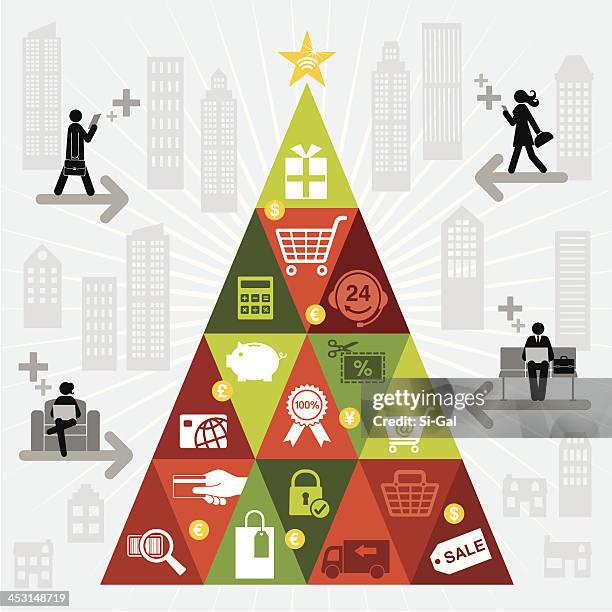 online christmas shopping tree - building code stock illustrations