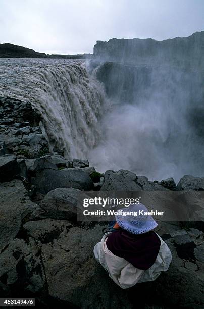 Iceland, Northern Part, Dettifoss Waterfall, Tourist.
