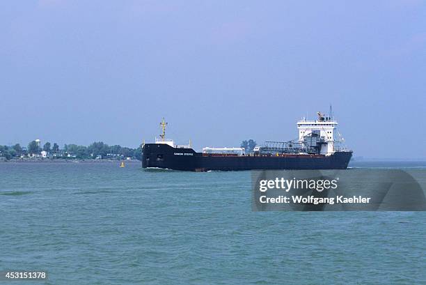 Canada, Quebec, St. Lawrence River, Freighter.