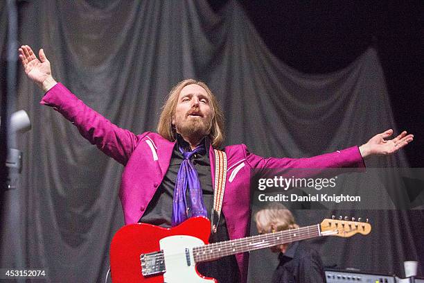 Musician Tom Petty performs on stage with Tom Petty & The Heartbreakers at Viejas Arena on August 3, 2014 in San Diego, California.