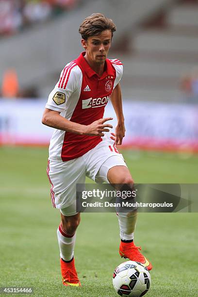 Lucas Andersen of Ajax in action during the 19th Johan Cruijff Shield match between Ajax Amsterdam and PEC Zwolle at the Amsterdam ArenA on August 3,...