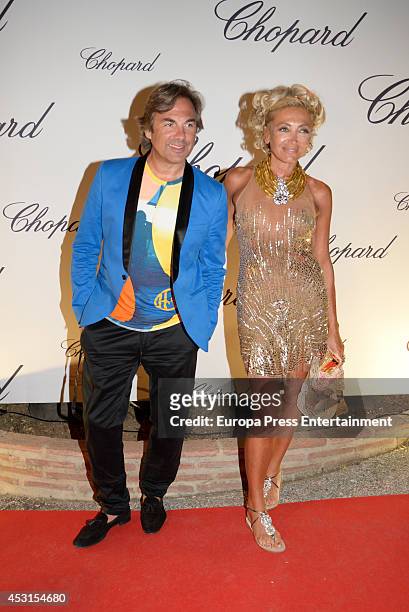 Hubertus Von Hohenlohe and Simona Gandolfi attend the Chopard Party at the Babilonia Restaurant on August 3, 2014 in Marbella, Spain.