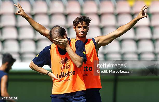 Pedro Mendes of FC Parma gestures during an FC Parma Training Session on August 4, 2014 in Avellino, Italy.