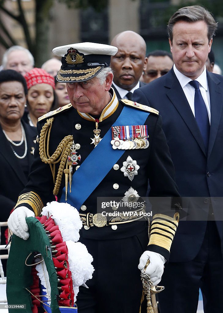The Prince Of Wales Attends A Wreath Laying In George Square, Glasgow