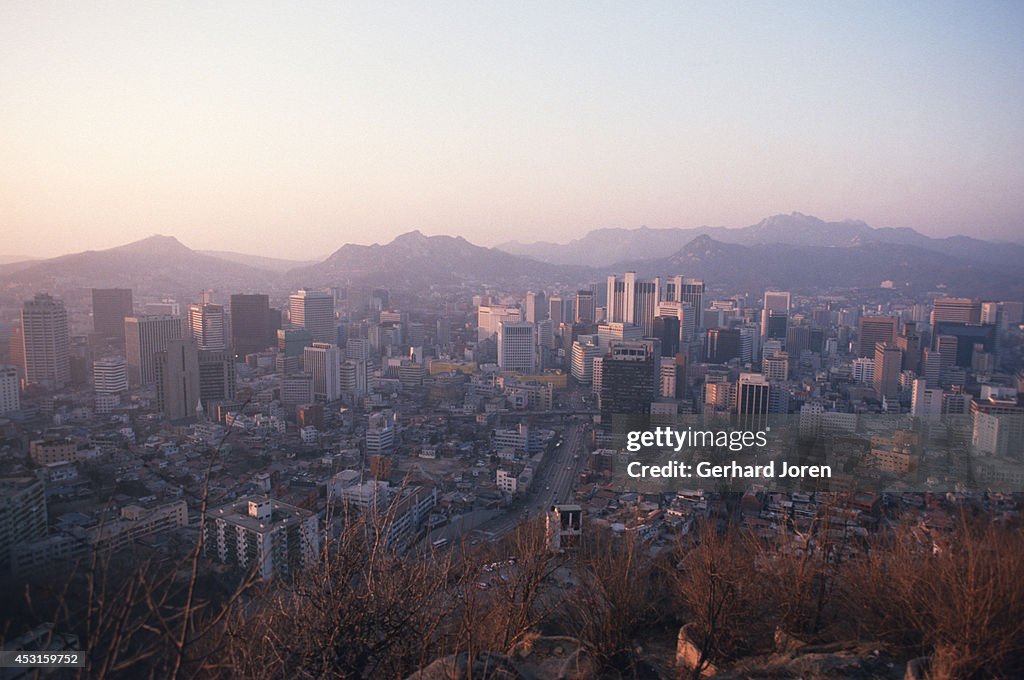 A view looking across downtown Seoul...