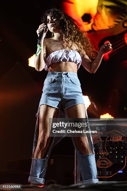 Singer Eliza Doolittle performs with Disclosure during HARD Summer at Whittier Narrows Recreation Area on August 3, 2014 in Los Angeles, California.