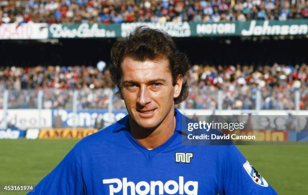 Sampdoria player Trevor Francis pictured before a game against Napoli circa 1984.