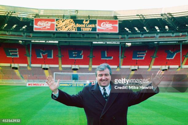 Terry Venables is unveiled as the new England manager at Wembley Stadium on January 28, 1994 in London, England.