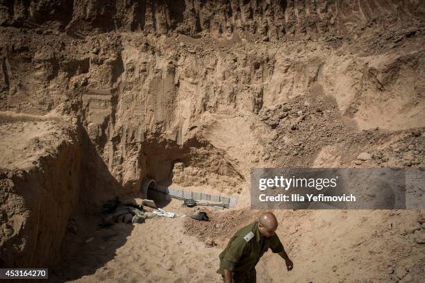 Overview of a tunnel built underground by Hamas militants leading from the Gaza Strip into Southern Israel, seen on August 4, 2014 near the Israeli...