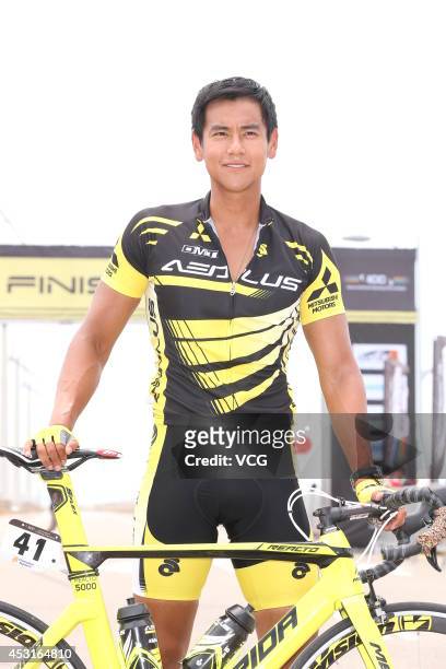 Actor Eddie Peng attends "To The Fore" press conference on August 4, 2014 in Taichung, Taiwan.