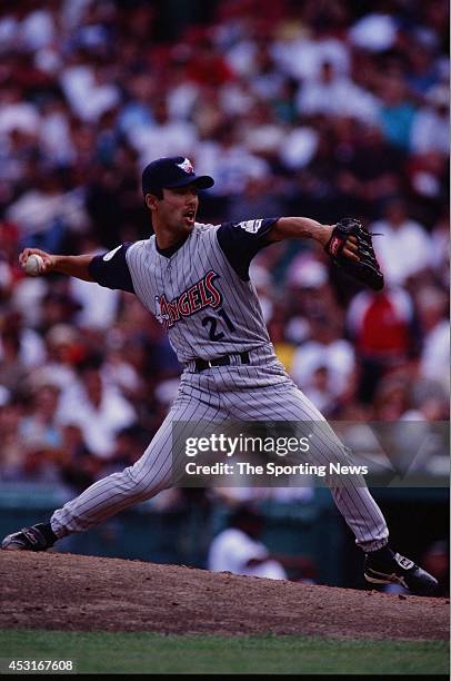 Shigetoshi Hasegawa of the Anaheim Angels pitches against the Boston Red Sox on May 9, 1999 at Fenway Park in Boston, Massachusetts.