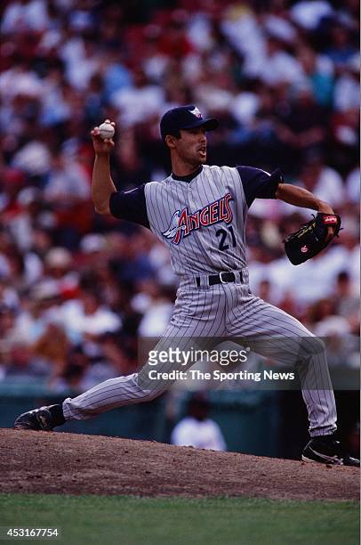 Shigetoshi Hasegawa of the Anaheim Angels pitches against the Boston Red Sox on May 9, 1999 at Fenway Park in Boston, Massachusetts.