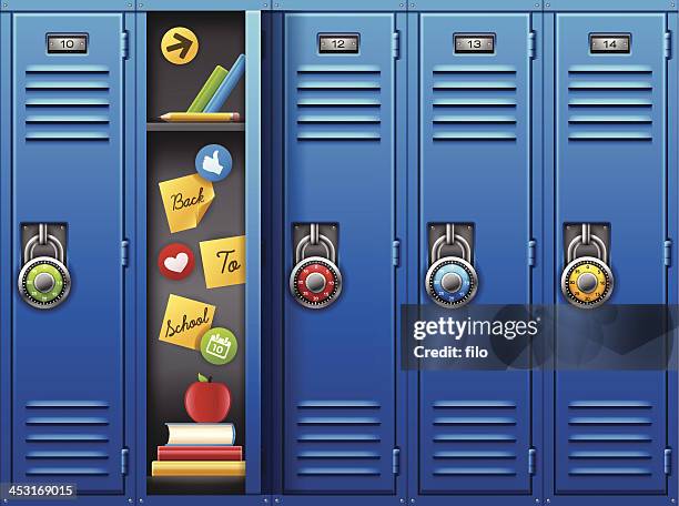 bildbanksillustrationer, clip art samt tecknat material och ikoner med back to school - lockers