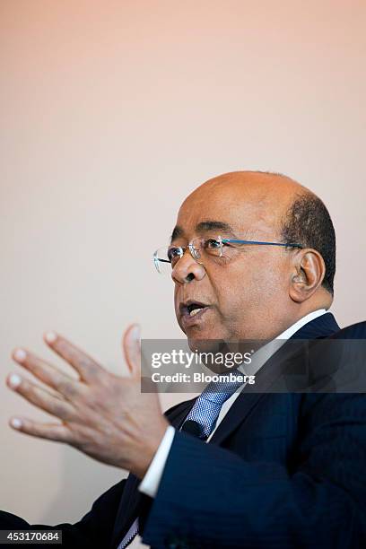 Mo Ibrahim, founder of the Mo Ibrahim Foundation and founding chairman of Satya Capital Ltd., speaks during a forum on African energy and innovation...