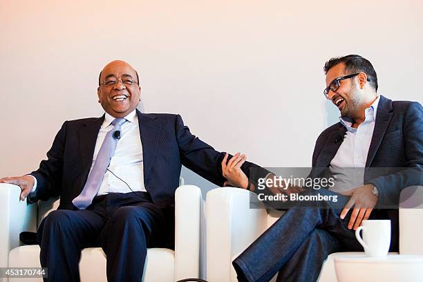 Mo Ibrahim, founder of the Mo Ibrahim Foundation and founding chairman of Satya Capital Ltd., left, and Ashish Thakkar, founder and chief executive...