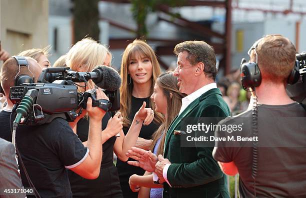 Sylvester Stallone and wife Jennifer Flavin attend the World Premiere of "The Expendables 3" at Odeon Leicester Square on August 4, 2014 in London,...