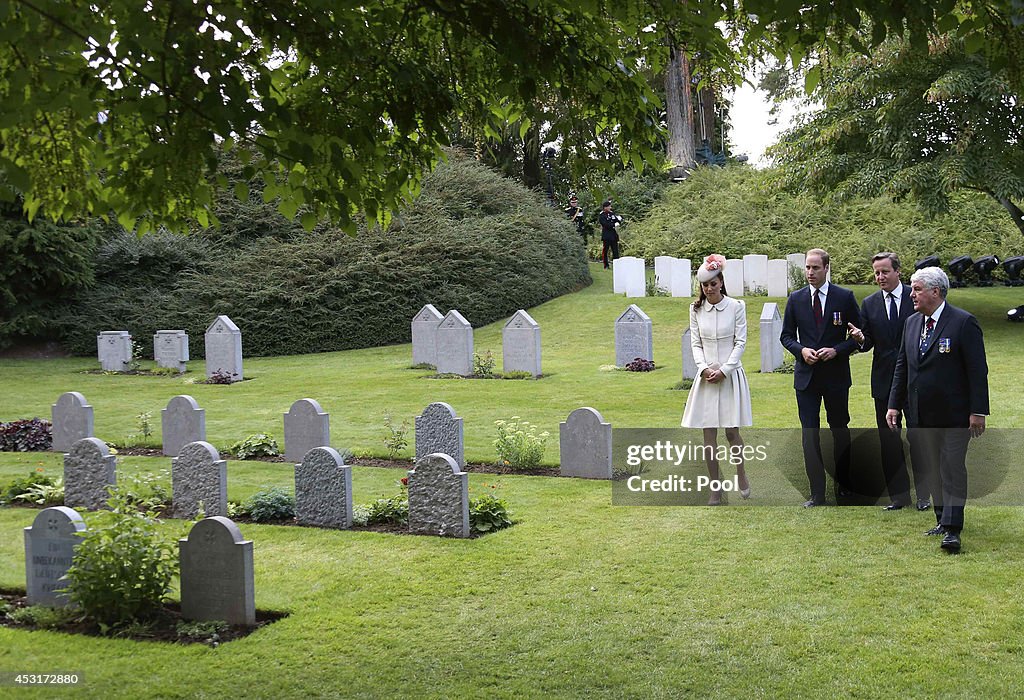 Duke & Duchess Of Cambridge And Prince Harry Attend St Symphorien Miltary Cemetery