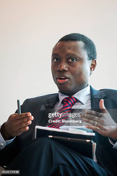 Sim Tshabalala, co-chief executive officer of Standard Bank Group Ltd., speaks during a forum on African energy and innovation at the Newseum in...